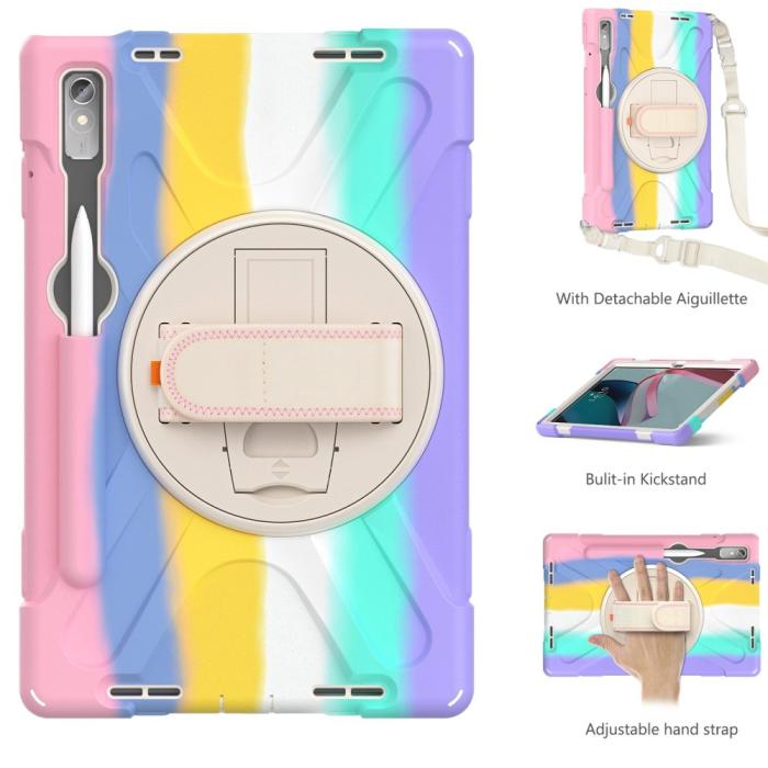 Bild 2,  Lenovo Tab P11 Pro Gen 2 Skal 360 Rotation Shockproof Med Rem Rainbow - Teknikhallen.se