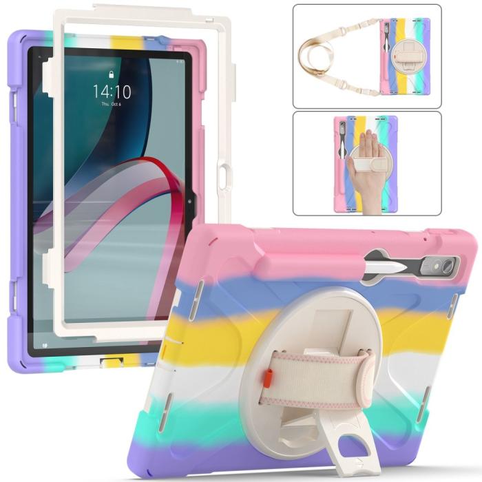 Bild 3,  Lenovo Tab P11 Pro Gen 2 Skal 360 Rotation Shockproof Med Rem Rainbow - Teknikhallen.se