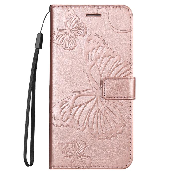 Bild 6,  Samsung Galaxy S23 FE Fodral Tryckta Fjärilar Roséguld - Teknikhallen.se