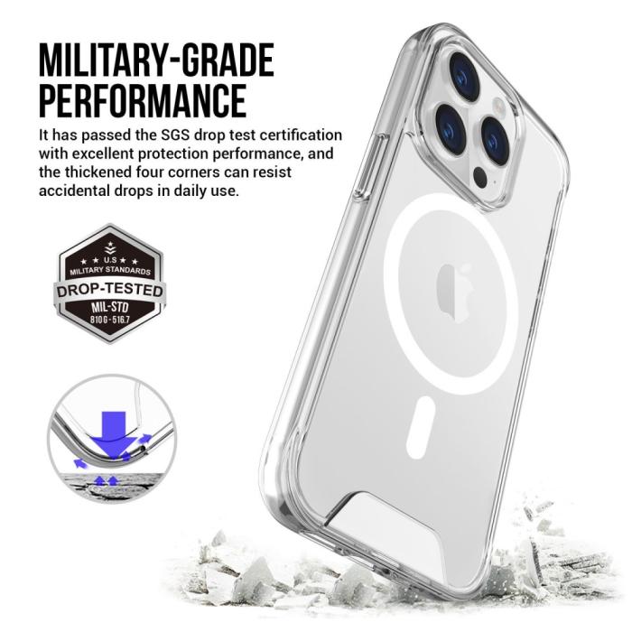 Bild 4,  iPhone 16 Pro Skal MagSafe Shockproof Transparent - Teknikhallen.se