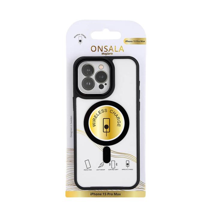 Bild 2, Onsala ONSALA iPhone 15 Pro Max Skal Bumper MagSafe Svart/Transparent - Teknikhallen.se