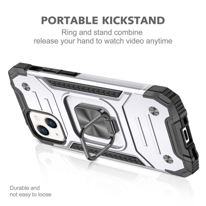 Bild 3,  iPhone 14 Pro Skal Shockproof Hybrid Ring Silver - Teknikhallen.se