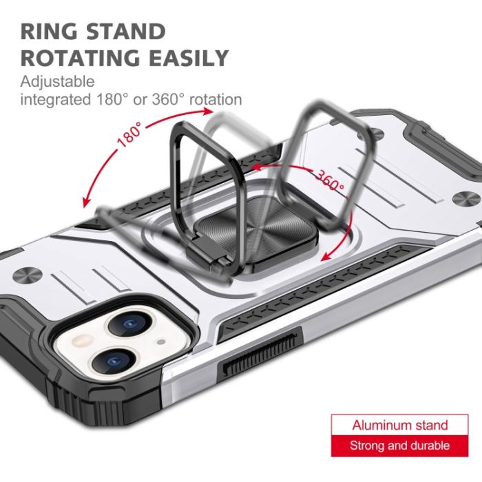 Bild 4,  iPhone 14 Pro Skal Shockproof Hybrid Ring Silver - Teknikhallen.se