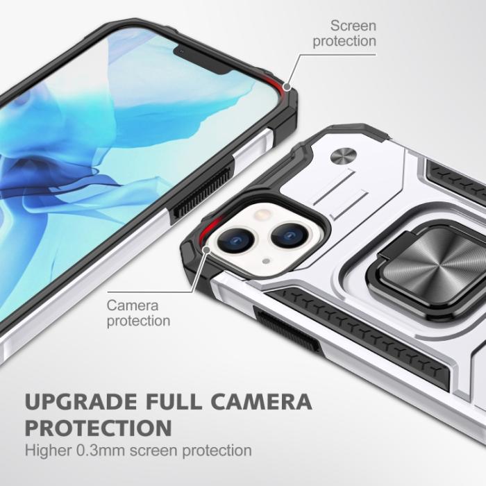 Bild 5,  iPhone 14 Pro Skal Shockproof Hybrid Ring Silver - Teknikhallen.se