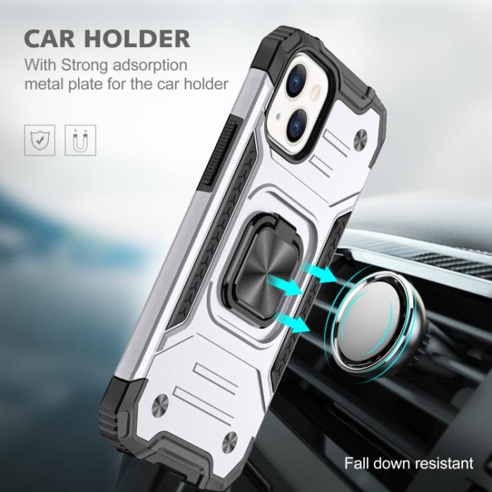 Bild 6,  iPhone 14 Pro Skal Shockproof Hybrid Ring Silver - Teknikhallen.se