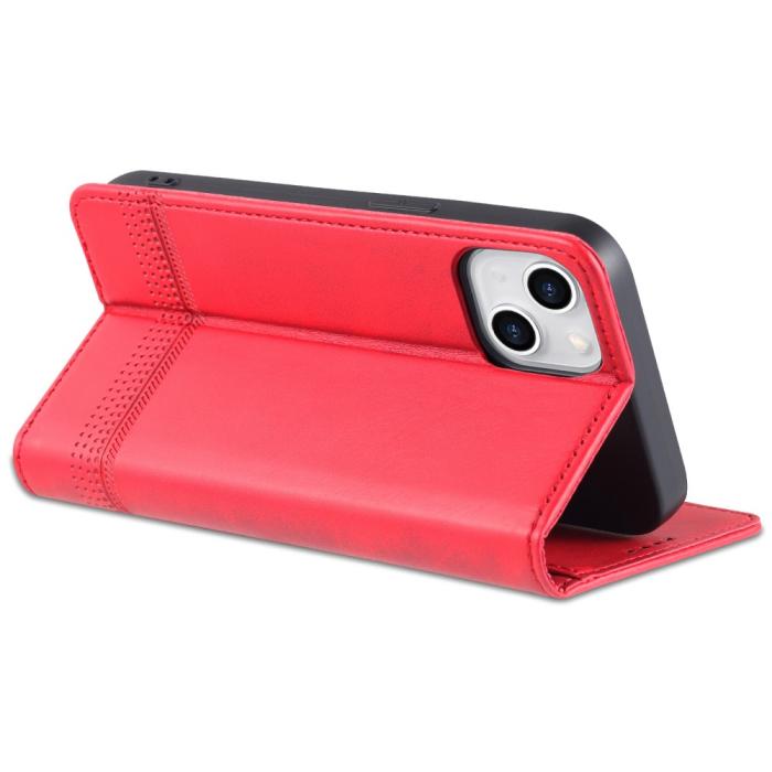 Bild 4, AZNS AZNS iPhone 15 Plus Fodral Flip Läder Röd - Teknikhallen.se