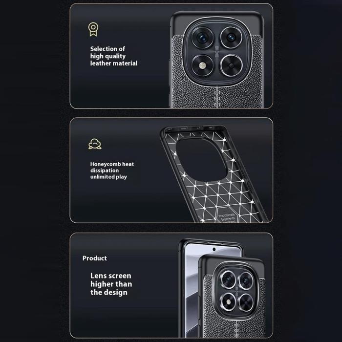 Bild 4,  Xiaomi Redmi Note 14 Pro/Pro Plus 5G Skal Litchi Textur Svart - Teknikhallen.se