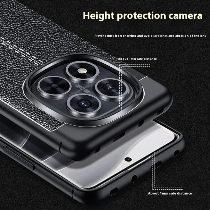 Bild 5,  Xiaomi Redmi Note 14 Pro/Pro Plus 5G Skal Litchi Textur Svart - Teknikhallen.se