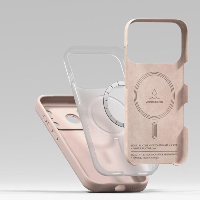 Bild 6, Ringke Ringke iPhone 17 Pro Skal MagSafe Silikon Pink Sand - Teknikhallen.se