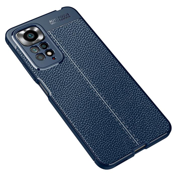 Bild 2,  Xiaomi Redmi Note 11 Pro 5G Skal Litchi Textur Blå - Teknikhallen.se