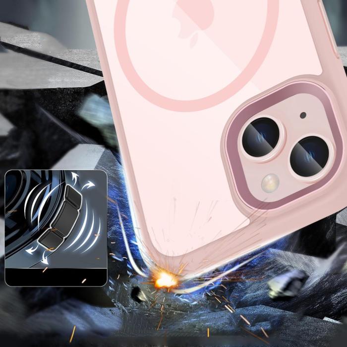 Bild 4, Tech-Protect Tech-Protect iPhone 15 Skal MagSafe MagMat Rosa/Transparent - Teknikhallen.se