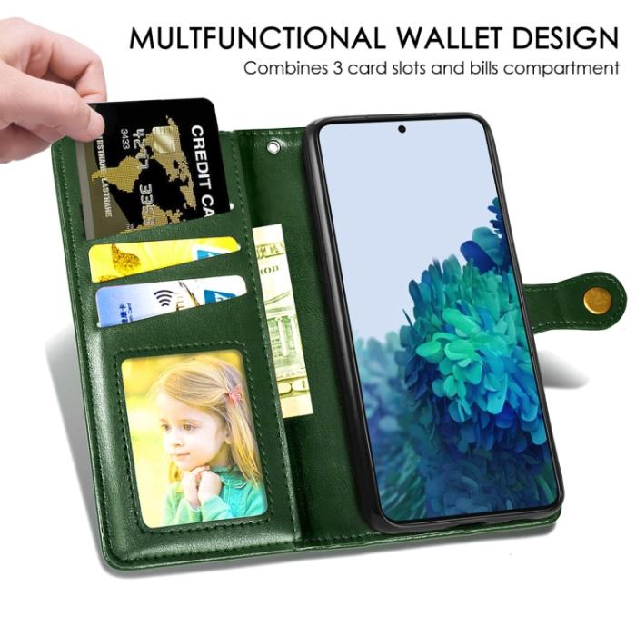 Bild 5,  Samsung Galaxy S22 Fodral Solid Läder Magnetisk Mässing Grön - Teknikhallen.se