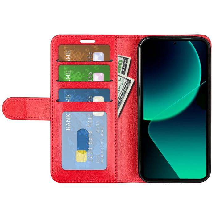 Bild 2,  Xiaomi 13T / 13T Pro Fodral Crazy Horse Läder Röd - Teknikhallen.se