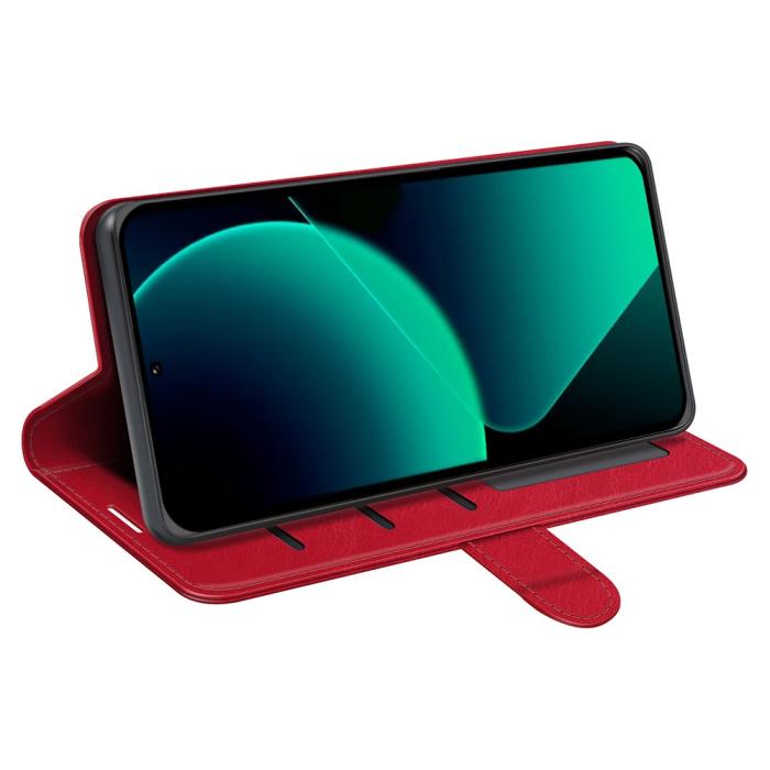 Bild 3,  Xiaomi 13T / 13T Pro Fodral Crazy Horse Läder Röd - Teknikhallen.se