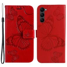  Samsung Galaxy S23 Plus Fodral Tryckta Fj&auml;rilar R&ouml;d - Teknikhallen.se