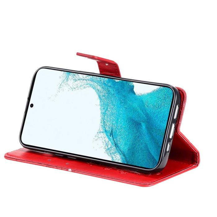 Bild 4,  Samsung Galaxy S23 Plus Fodral Tryckta Fjärilar Röd - Teknikhallen.se