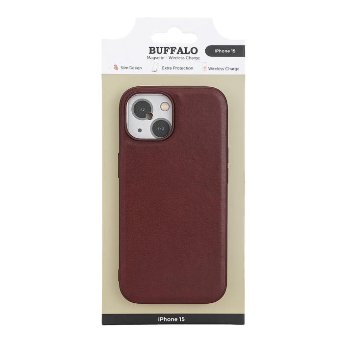 Bild 2, Buffalo Buffalo iPhone 15 Mobilskal MagSafe Läder Brun - Teknikhallen.se