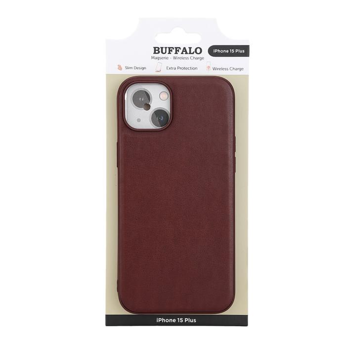 Bild 2, Buffalo Buffalo iPhone 15 Plus Mobilskal MagSafe Läder Brun - Teknikhallen.se