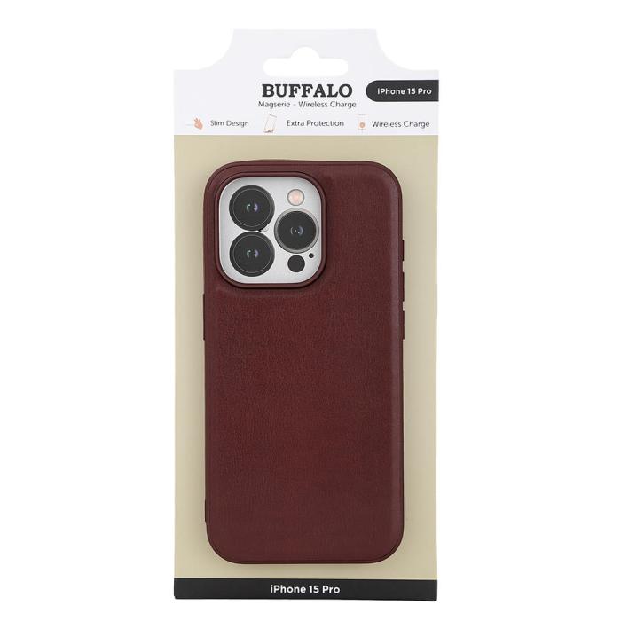 Bild 2, Buffalo Buffalo iPhone 15 Pro Mobilskal MagSafe Läder Brun - Teknikhallen.se