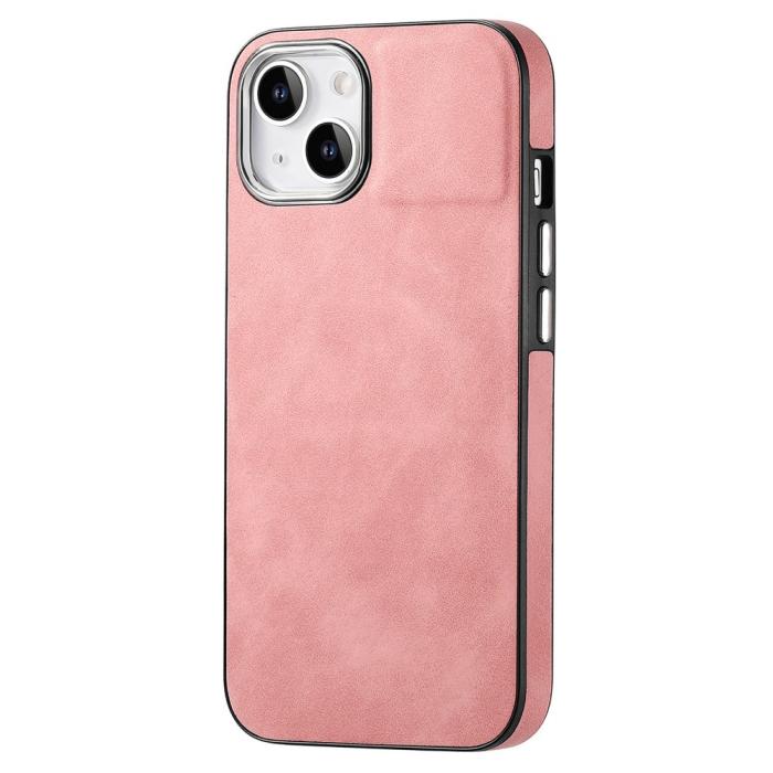 Bild 2,  iPhone 15 Plus Skal Läderbelagt Skin Touch Rosa - Teknikhallen.se