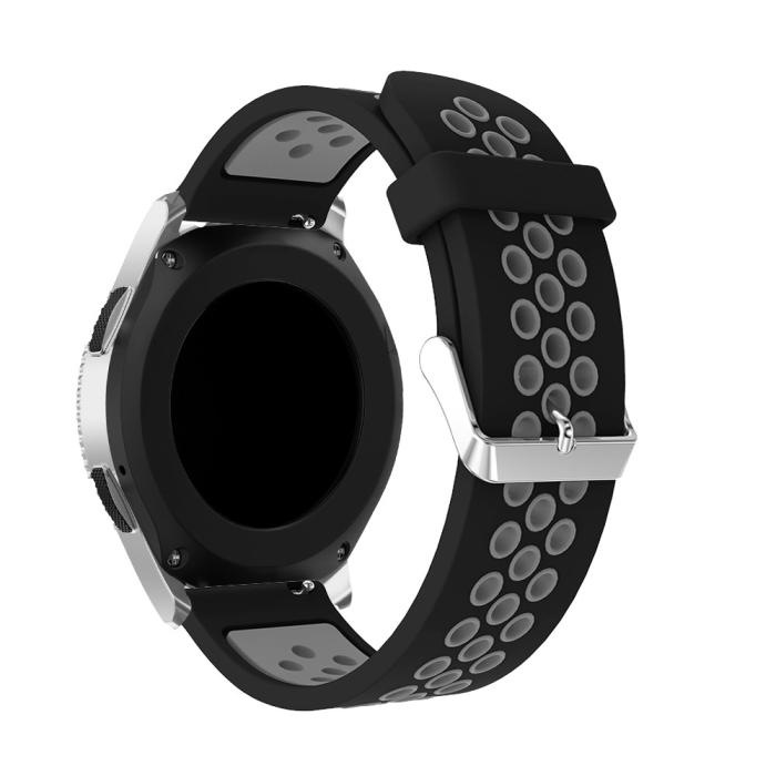 Bild 2,  Tvåfärgat Silikon Armband - Svart/Grå (22mm) - Teknikhallen.se