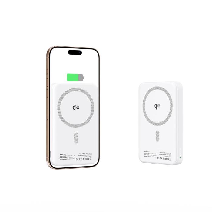 Bild 5, Tech-Protect Tech-Protect 10000 mAh Qi2 MagSafe Powerbank LifeMag Vit - Teknikhallen.se