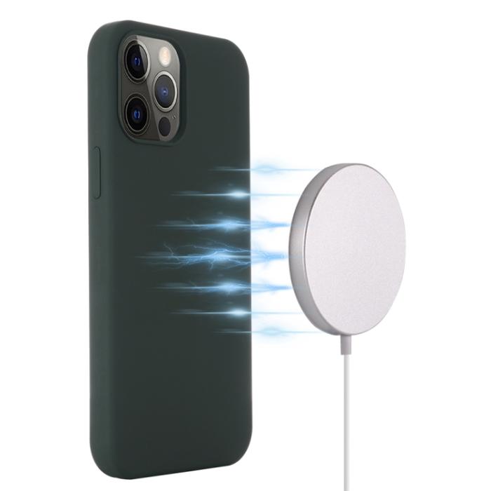 Bild 3,  iPhone 15 Pro Max Skal MagSafe Silikon Mörk Grön - Teknikhallen.se