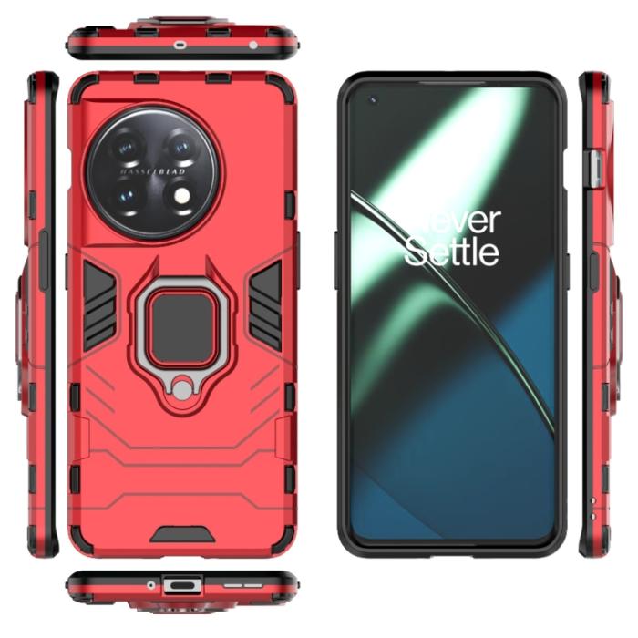 Bild 2,  OnePlus 11 5G Skal Ring Hybrid Armor Röd - Teknikhallen.se