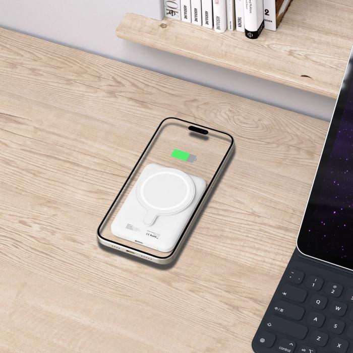 Bild 6, Tech-Protect Tech-Protect 5000 mAh MagSafe Powerbank LifeMag Vit - Teknikhallen.se