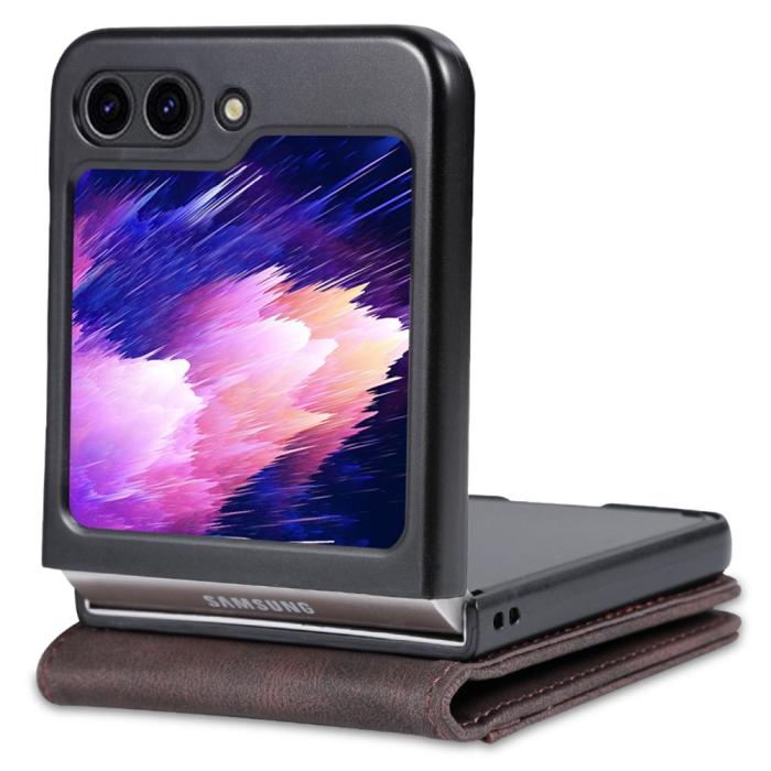 Bild 2, AZNS AZNS Galaxy Z Flip 5 Fodral PU-Läder Brun - Teknikhallen.se
