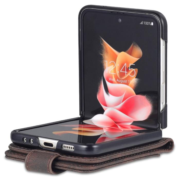 Bild 3, AZNS AZNS Galaxy Z Flip 5 Fodral PU-Läder Brun - Teknikhallen.se