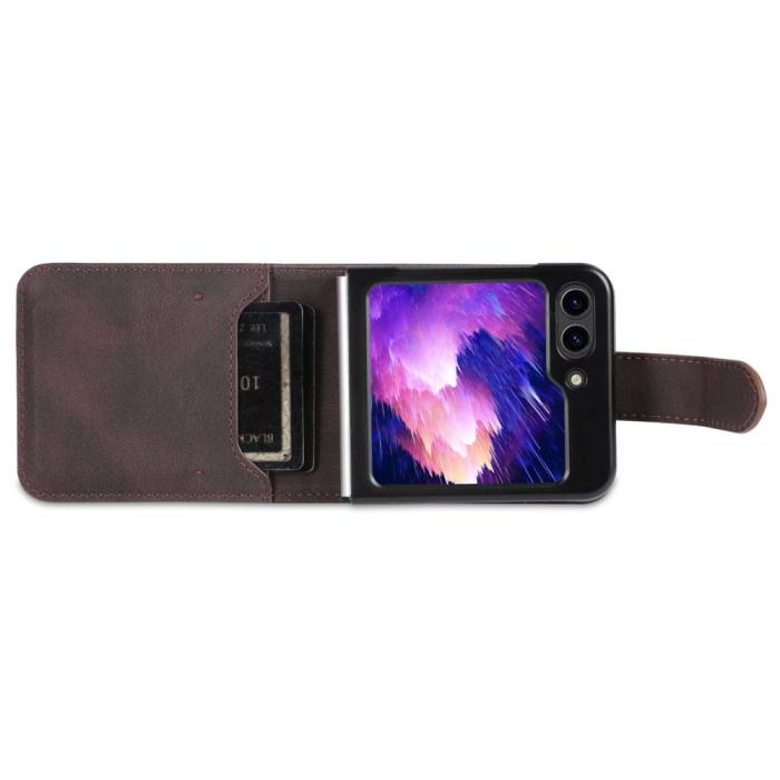 Bild 5, AZNS AZNS Galaxy Z Flip 5 Fodral PU-Läder Brun - Teknikhallen.se