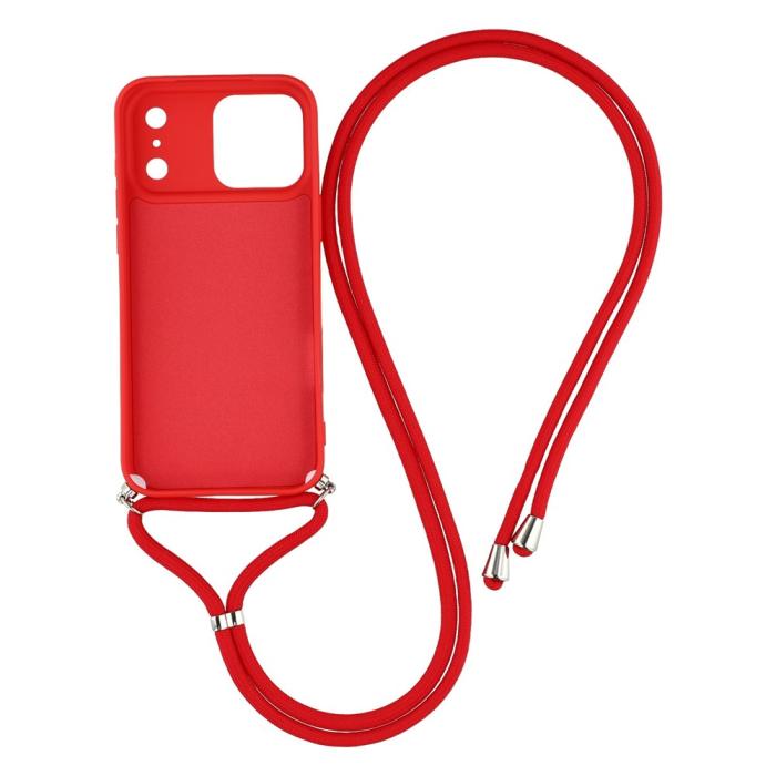 Bild 2,  iPhone 17 Pro Skal Med Mobilsnöre TPU Röd - Teknikhallen.se