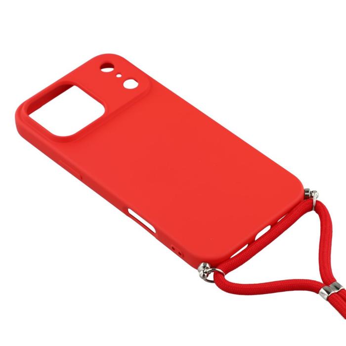 Bild 3,  iPhone 17 Pro Skal Med Mobilsnöre TPU Röd - Teknikhallen.se