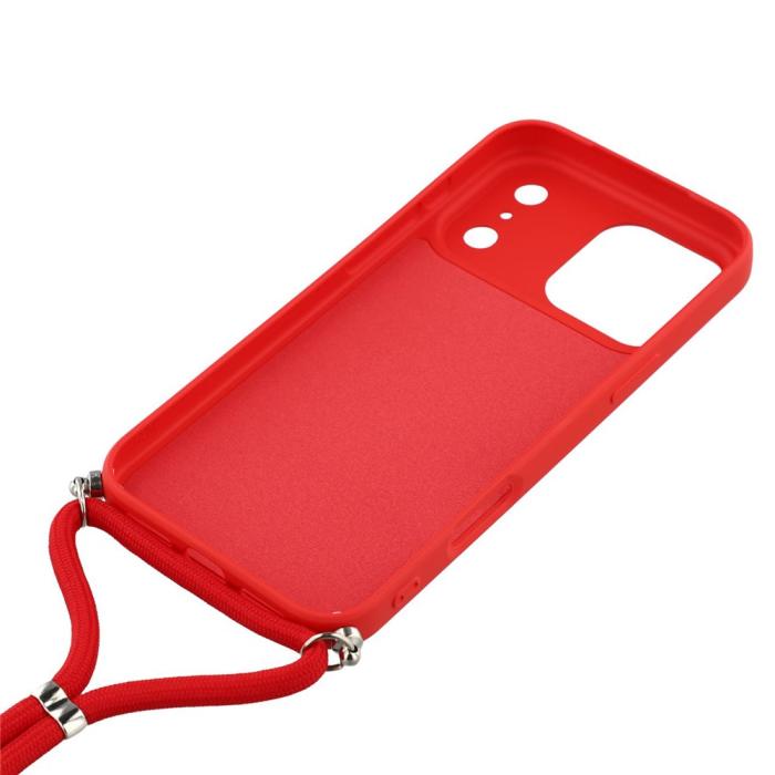 Bild 4,  iPhone 17 Pro Skal Med Mobilsnöre TPU Röd - Teknikhallen.se