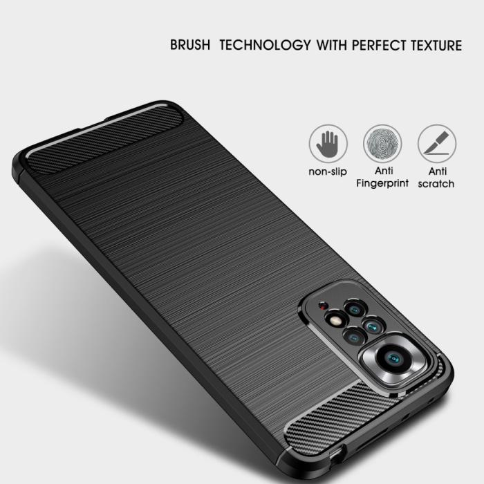 Bild 2,  Xiaomi Redmi Note 11 Pro 5G Skal Borstad Stål Textur Svart - Teknikhallen.se