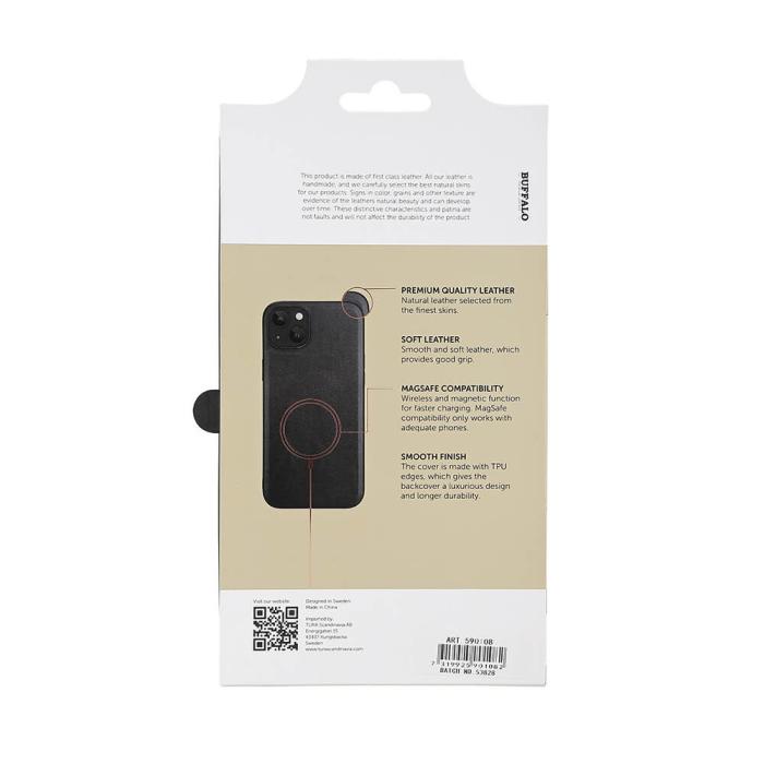 Bild 4, Buffalo Buffalo iPhone 15 Plus Skal MagSafe Äkta Läder Svart - Teknikhallen.se
