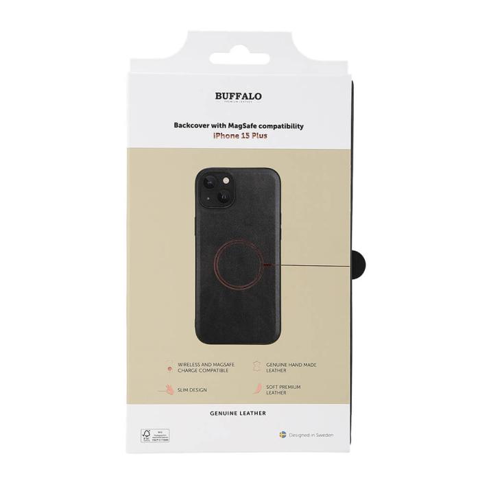 Bild 2, Buffalo Buffalo iPhone 15 Plus Skal MagSafe Äkta Läder Svart - Teknikhallen.se