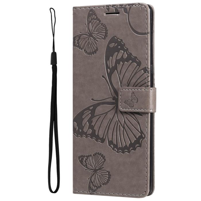 Bild 4,  Samsung Galaxy S22 Ultra Fodral Tryck Butterfly Grå - Teknikhallen.se