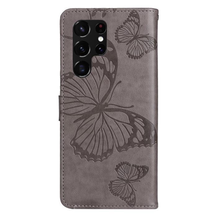 Bild 5,  Samsung Galaxy S22 Ultra Fodral Tryck Butterfly Grå - Teknikhallen.se