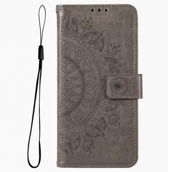 Bild 4,  Motorola Moto G54 5G Fodral Mandala Läder Grå - Teknikhallen.se