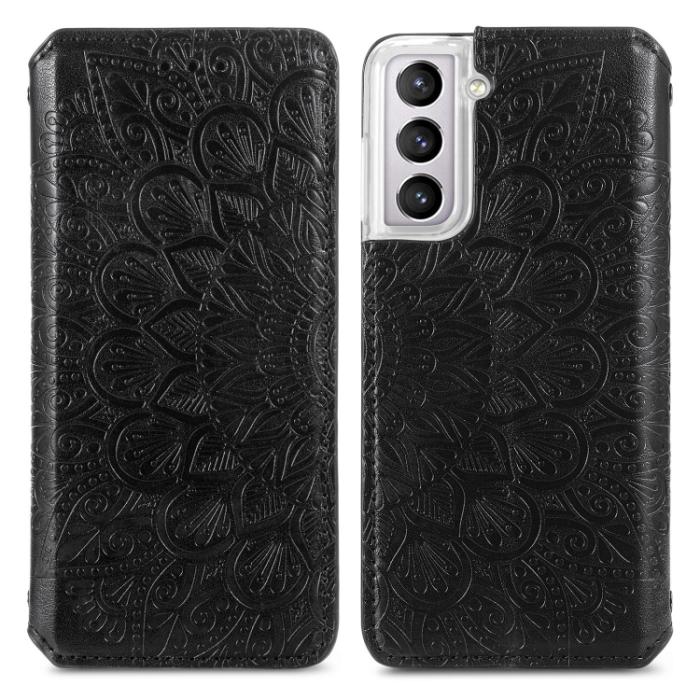 Bild 2,  Samsung Galaxy S22 Fodral Mandala Flip Läder Svart - Teknikhallen.se