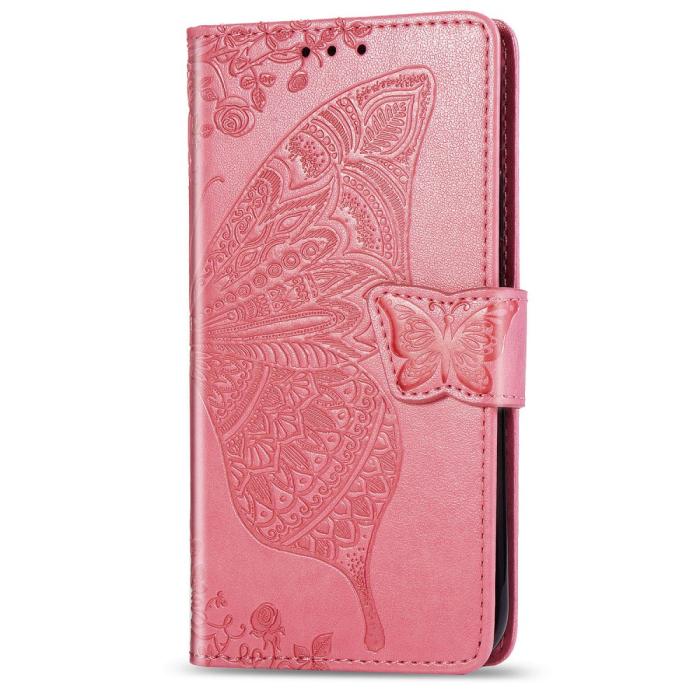 Bild 3,  Xiaomi Redmi 9C Fodral Butterfly Rosa - Teknikhallen.se