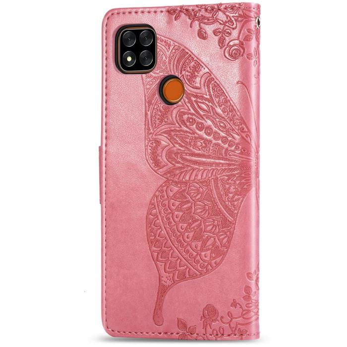 Bild 4,  Xiaomi Redmi 9C Fodral Butterfly Rosa - Teknikhallen.se