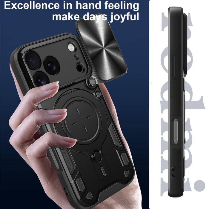 Bild 4,  iPhone 17 Pro Skal CamShield Kickstand Hybrid Svart - Teknikhallen.se