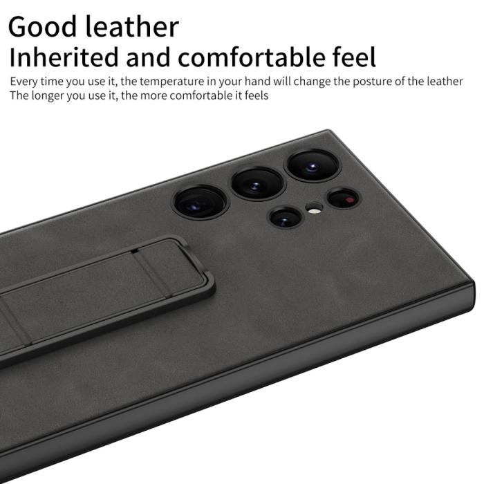 Bild 2, GKK GKK Galaxy S24 Ultra Skal Läder Kickstand Matt Grå - Teknikhallen.se
