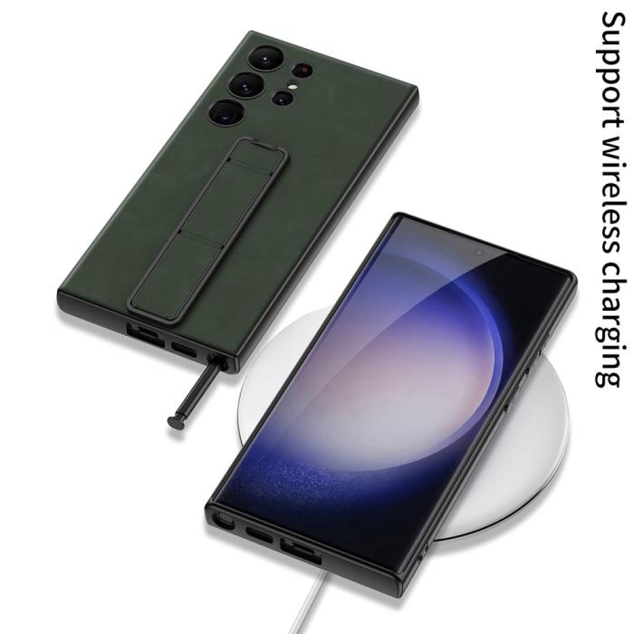 Bild 3, GKK GKK Galaxy S24 Ultra Skal Läder Kickstand Matt Grå - Teknikhallen.se
