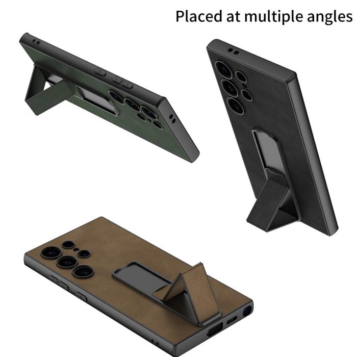 Bild 5, GKK GKK Galaxy S24 Ultra Skal Läder Kickstand Matt Grå - Teknikhallen.se