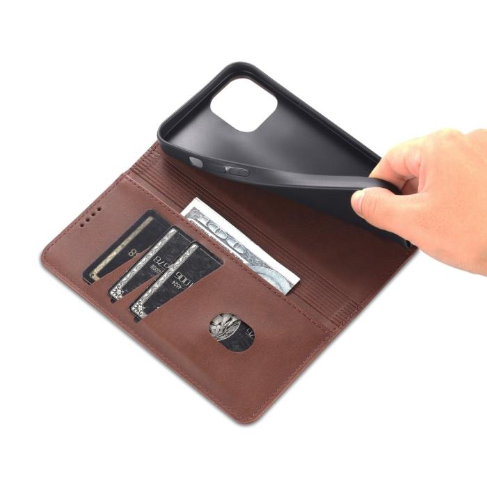 Bild 5, AZNS AZNS iPhone 15 Plus Fodral Flip Läder Brun - Teknikhallen.se