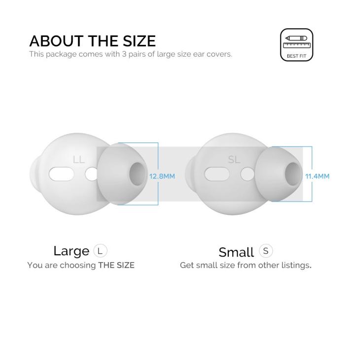 Bild 2, AHASTYLE AHASTYLE AirPods 2/1 3-PACK Öronpluggar Silikon Storlek L Svart - Teknikhallen.se